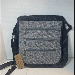 New Gold Coast Tweed Front Mini Messenger Bag Black Grey NWT